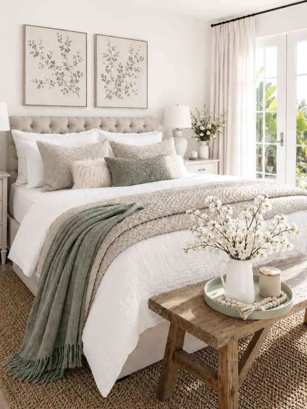 White Waffle Weave Duvet Bedding & Taupe Accent Quilt Set (Two Luxury Sets)